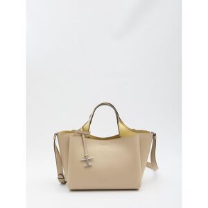 TOD S TOD'S Leather Hobo Bag with Iconic 'T' Hardware Women Beige Handbags